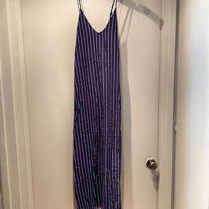 Navy with white stripe long dress